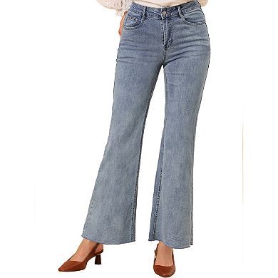 Women's Stretch Denim Jeans Retro High Waist Straight Leg Ankle Pants