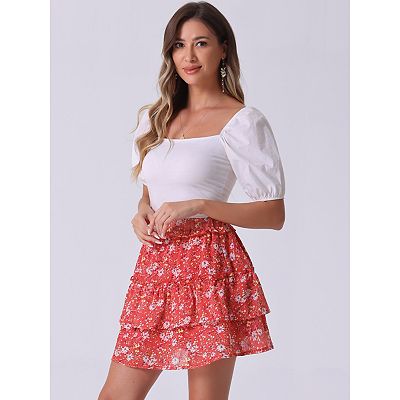 Floral drop hem mini skirt sale