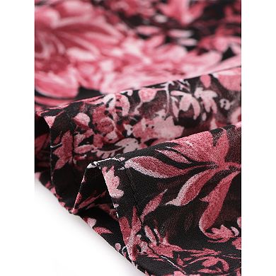 Women's Floral Print Elastic Waist Ruffle Maxi Tiered Skirt