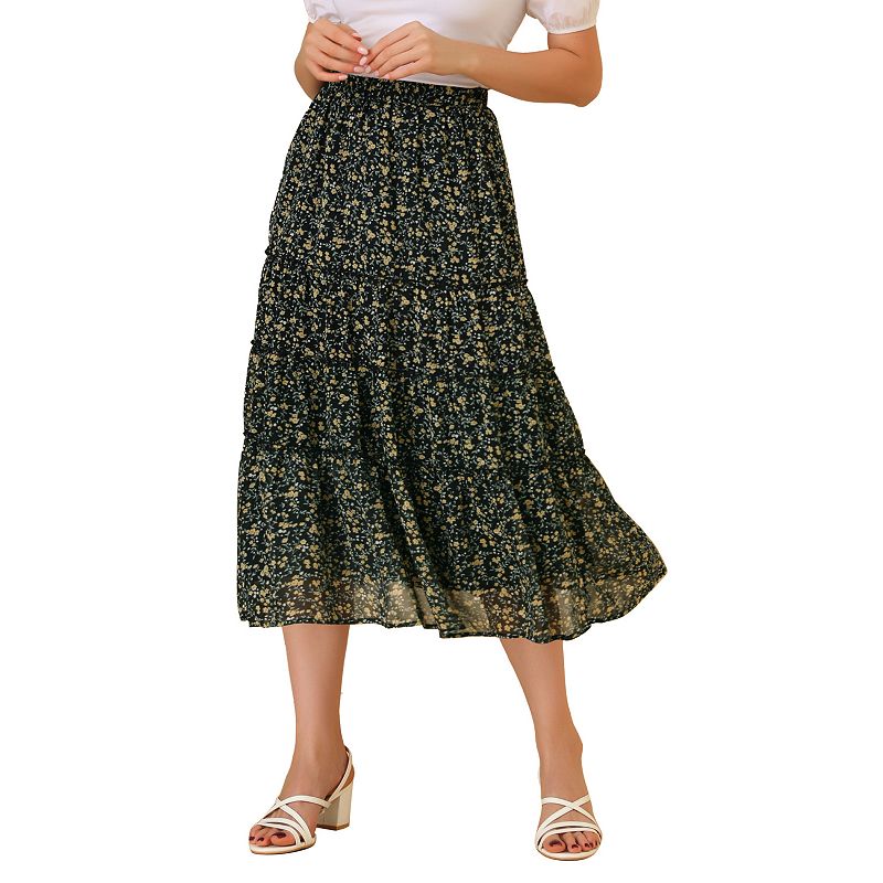 Floral Print Knee Length Skirt Kohls