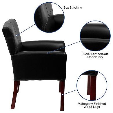 Emma and Oliver LeatherSoft Executive Side Reception Chair with Mahogany Legs