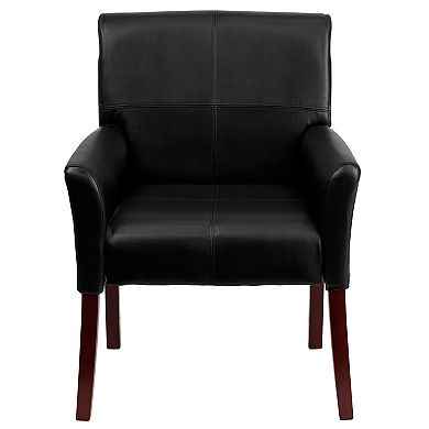 Emma and Oliver LeatherSoft Executive Side Reception Chair with Mahogany Legs