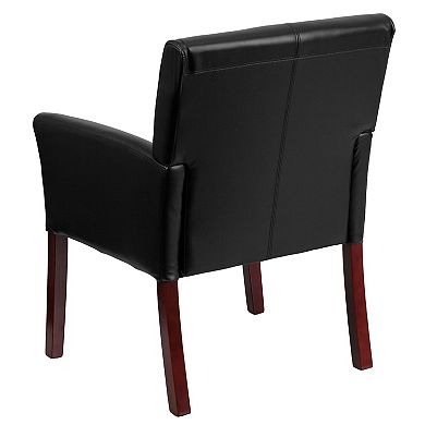 Emma and Oliver LeatherSoft Executive Side Reception Chair with Mahogany Legs