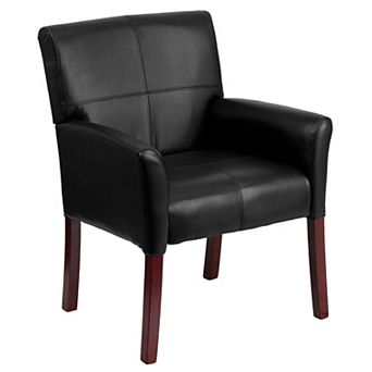Emma and Oliver LeatherSoft Executive Side Reception Chair with Mahogany Legs
