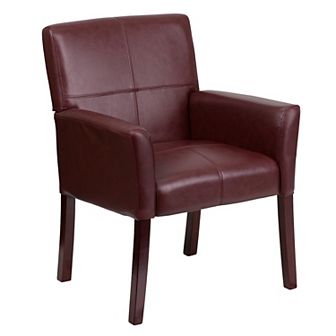 Emma and Oliver LeatherSoft Executive Side Reception Chair with Mahogany Legs