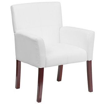 Emma and Oliver LeatherSoft Executive Side Reception Chair with Mahogany Legs