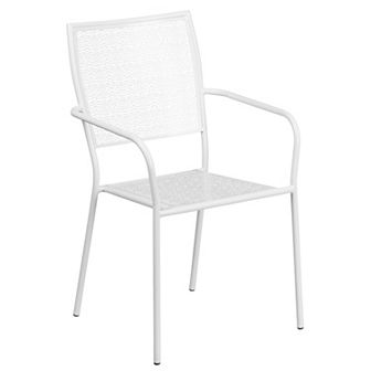 Emma and Oliver Commercial Grade Colorful Metal Patio Arm Chair with Square Back