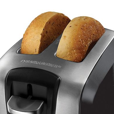 Black and Decker Stainless Steel Extra Wide 2 Slot Toaster in Silver