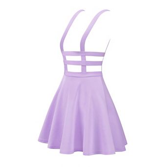 Women's Stretchy Straps Elastic Waist Pleated A Line Mini Suspender Skirt