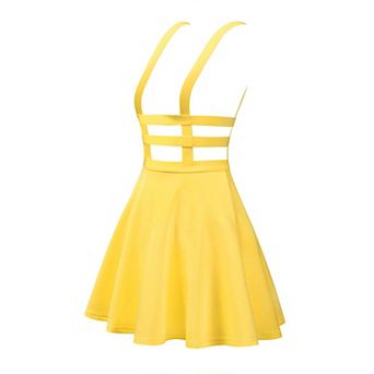 Women's Stretchy Straps Elastic Waist Pleated A Line Mini Suspender Skirt