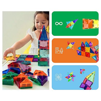 PicassoTiles Mini Diamond Magnetic Building Block, 60-Piece Set