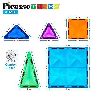 60 Piece Mini Diamond Series Magnetic Building Block Tiles