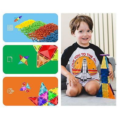 PicassoTiles Mini Diamond Magnetic Building Block, 60-Piece Set