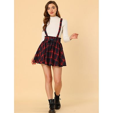 Women's Tartan Plaid High Waisted A-line Flare Gothic Mini Pleated Skirt