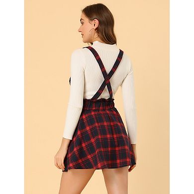 Women's Tartan Plaid High Waisted A-line Flare Gothic Mini Pleated Skirt