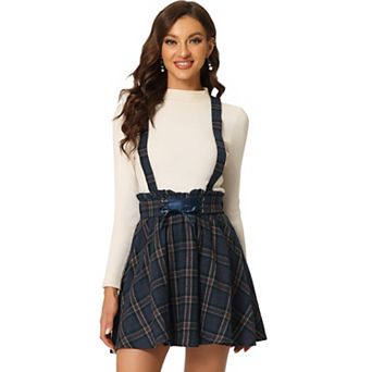 Women's Tartan Plaid High Waisted A-line Flare Gothic Mini Pleated Skirt
