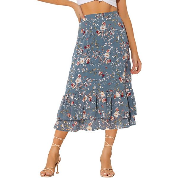 Remmi Floral Print Flared Skirt With Pockets For Women Vibrant Spring Essential Staple