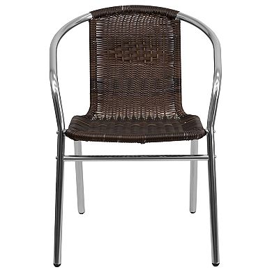 Emma and Oliver Commercial Aluminum/Rattan Restaurant Dining Stack Chair