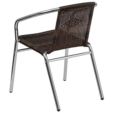 Emma and Oliver Commercial Aluminum/Rattan Restaurant Dining Stack Chair