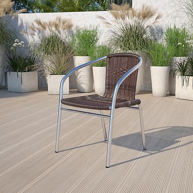 Emma and Oliver Commercial Aluminum/Rattan Restaurant Dining Stack Chair