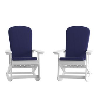 Merrick Lane Atlantic Set of 2 Indoor/Outdoor Rocking Adirondack Chairs with Cushions