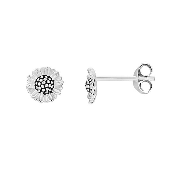 PRIMROSE Sterling Silver Oxidized Flower Stud Earrings