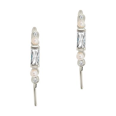MC Collective Cubic Zirconia & Freshwater Cultured Pearl Threader Earrings