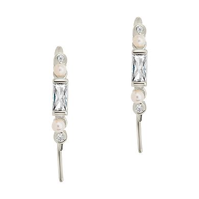 MC Collective Cubic Zirconia & Freshwater Cultured Pearl Threader Earrings