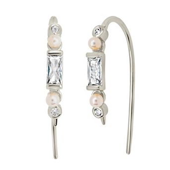 MC Collective Cubic Zirconia & Freshwater Cultured Pearl Threader Earrings