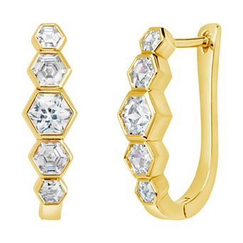 MC Collective Hexagon Cubic Zirconia Hoop Earrings