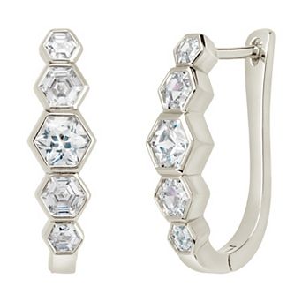MC Collective Hexagon Cubic Zirconia Hoop Earrings