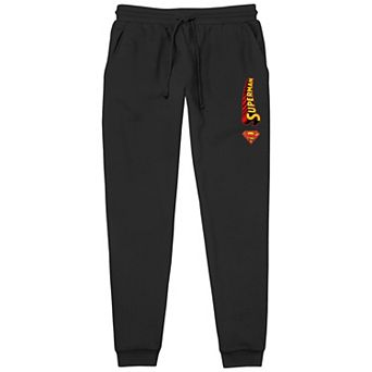 Men's Superman Emblem And Logo Banded Bottom Pajama Pants