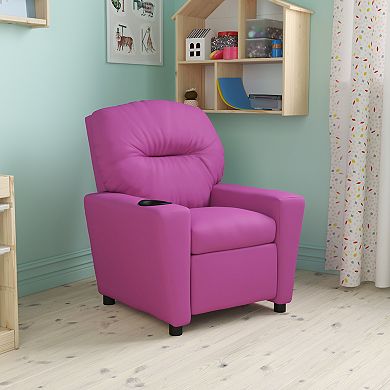 Emma and Oliver Contemporary Kids Recliner with Cup Holder