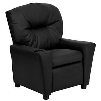 Emma and Oliver Contemporary Kids Recliner with Cup Holder