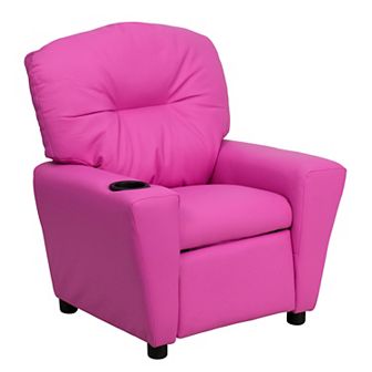 Emma and Oliver Contemporary Kids Recliner with Cup Holder