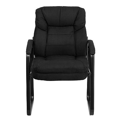 Emma and Oliver Executive Side Reception Chair with Lumbar Support and Sled Base