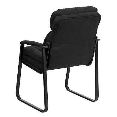 Emma and Oliver Executive Side Reception Chair with Lumbar Support and Sled Base