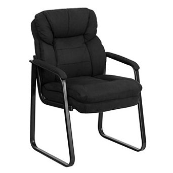 Emma and Oliver Executive Side Reception Chair with Lumbar Support and Sled Base