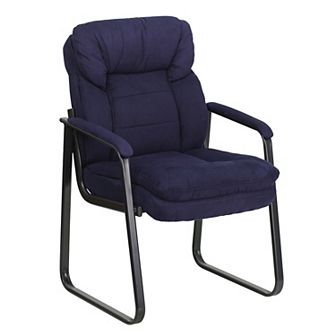 Emma and Oliver Executive Side Reception Chair with Lumbar Support and Sled Base