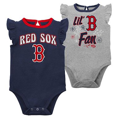 Newborn & Infant Navy/Heather Gray Boston Red Sox Little Fan Two-Pack Bodysuit Set