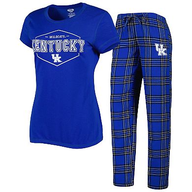 Women's Concepts Sport Royal/Black Kentucky Wildcats Badge T-Shirt & Flannel Pants Sleep Set