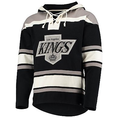 Men's '47 Luc Robitaille Black Los Angeles Kings Retired Player Name & Number Lacer Pullover Hoodie