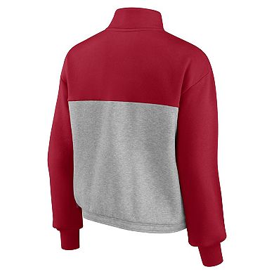 Women's Fanatics Crimson/Heathered Gray Oklahoma Sooners Sideline to Sideline Colorblock Quarter-Zip Jacket