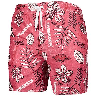 Men's Wes & Willy Cardinal Arkansas Razorbacks Vintage Floral Swim Trunks