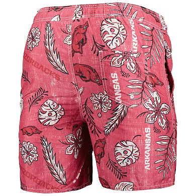 Men's Wes & Willy Cardinal Arkansas Razorbacks Vintage Floral Swim Trunks