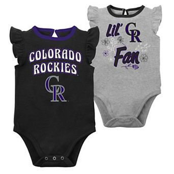 Newborn & Infant Black/Heather Gray Colorado Rockies Little Fan Two-Pack Bodysuit Set