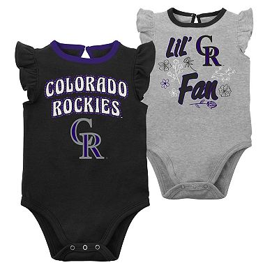 Newborn & Infant Black/Heather Gray Colorado Rockies Little Fan Two-Pack Bodysuit Set
