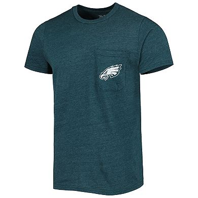 Men's Majestic Threads Midnight Green Philadelphia Eagles Tri-Blend Pocket T-Shirt