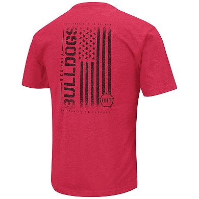 Men's Colosseum Heather Red Georgia Bulldogs OHT Military Appreciation Flag 2.0 T-Shirt