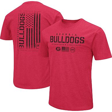 Men's Colosseum Heather Red Georgia Bulldogs OHT Military Appreciation Flag 2.0 T-Shirt